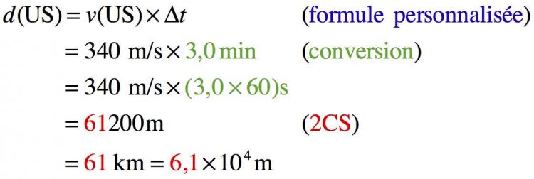 Résolution pas à pas d'un calcul sur la distance parcourue par des ultrasons