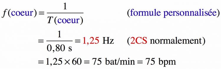 Résolution pas à pas d'un calcul sur la fréquence du coeur