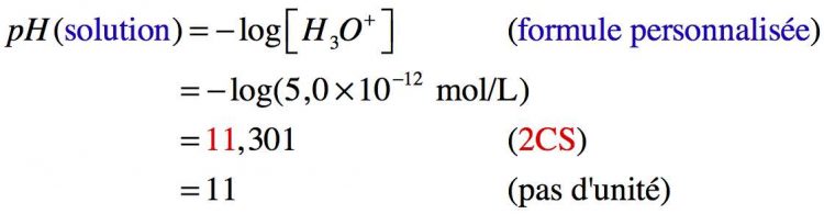 Résolution pas à pas d'un calcul sur le pH