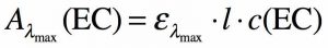 Formule de l'absorbance d'une solution avec le coefficient d'extinction molaire
