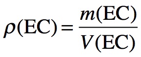 Formule de la masse volumique en fonction de la masse et du volume