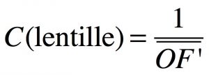 Formule de la vergence en fonction de la distance focale