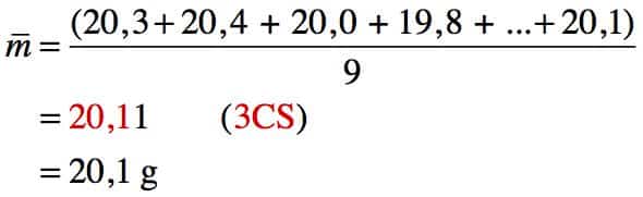 Exemple de calcul d'une masse moyenne