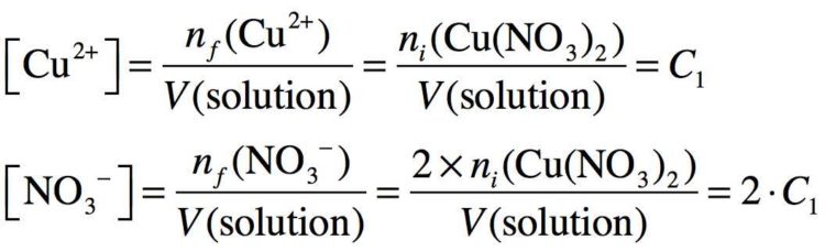 Calculs détaillés de la quantité de matière et concentration des ions dissouts à l'aide de l’équation de dissolution