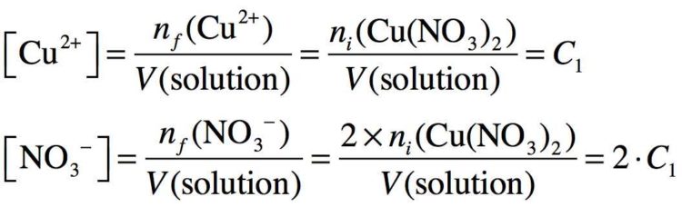 Calculs détaillés de la quantité de matière et concentration des ions dissouts à l'aide de l’équation de dissolution