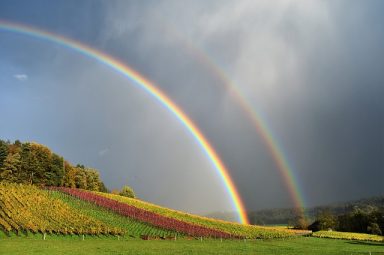 Arc en ciel obtenu grâce au spectroscope : goutte de pluie