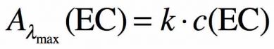 Formule de l'absorbance : A = k fois C