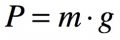 Formule du poids en fonction de la masse et de l'intensité de la pesanteur